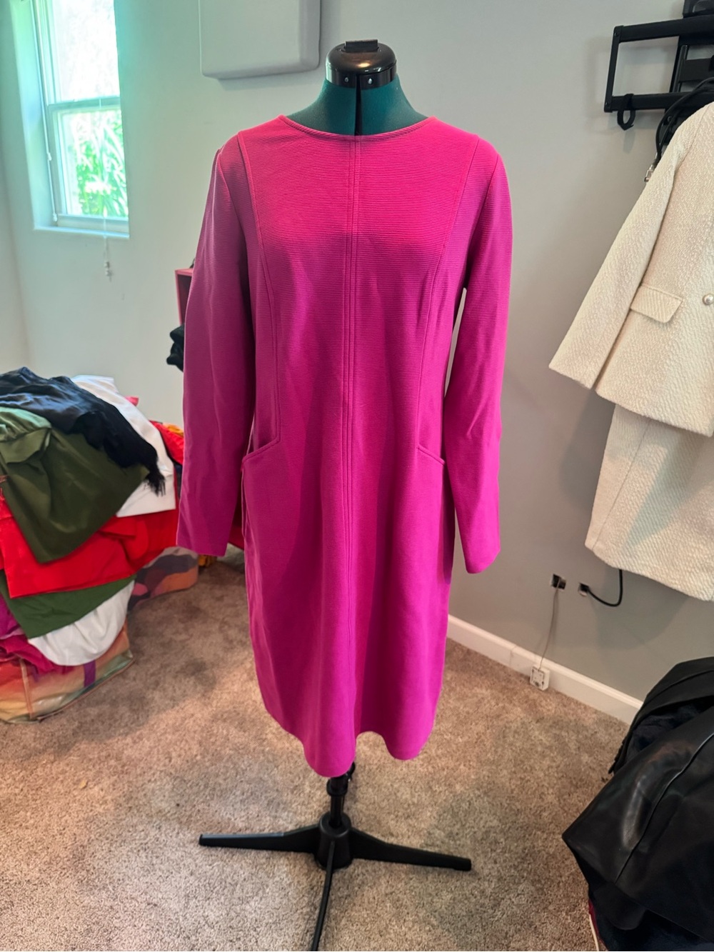 Boden Hot Pink Long-Sleeve Shift Dress